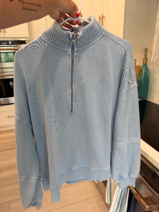 aerie Tops - Aerie Sun's Out quarter zip sweatshirt, light blue, women's L, NWT